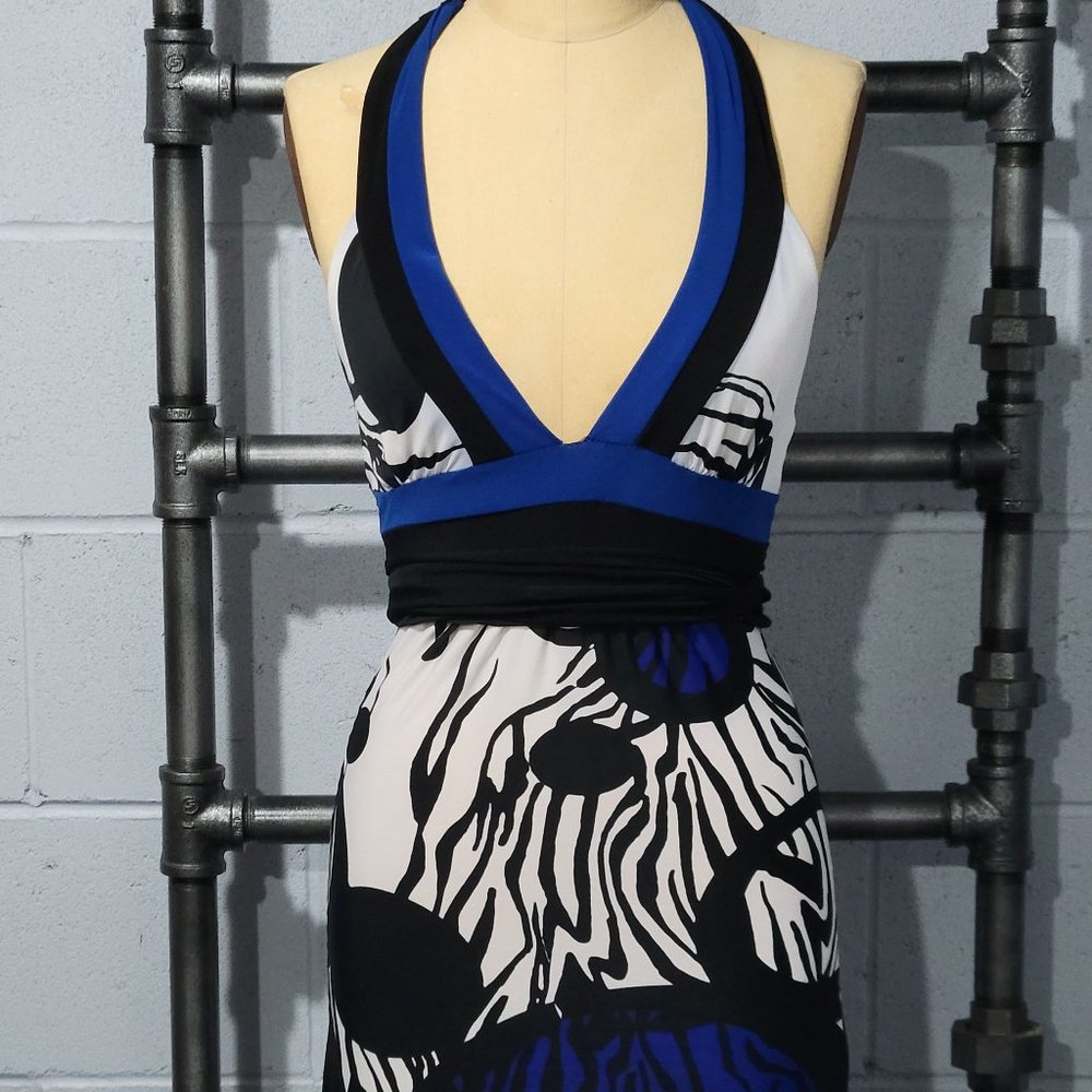 Halter Summer dress blue white and black, Voila brand